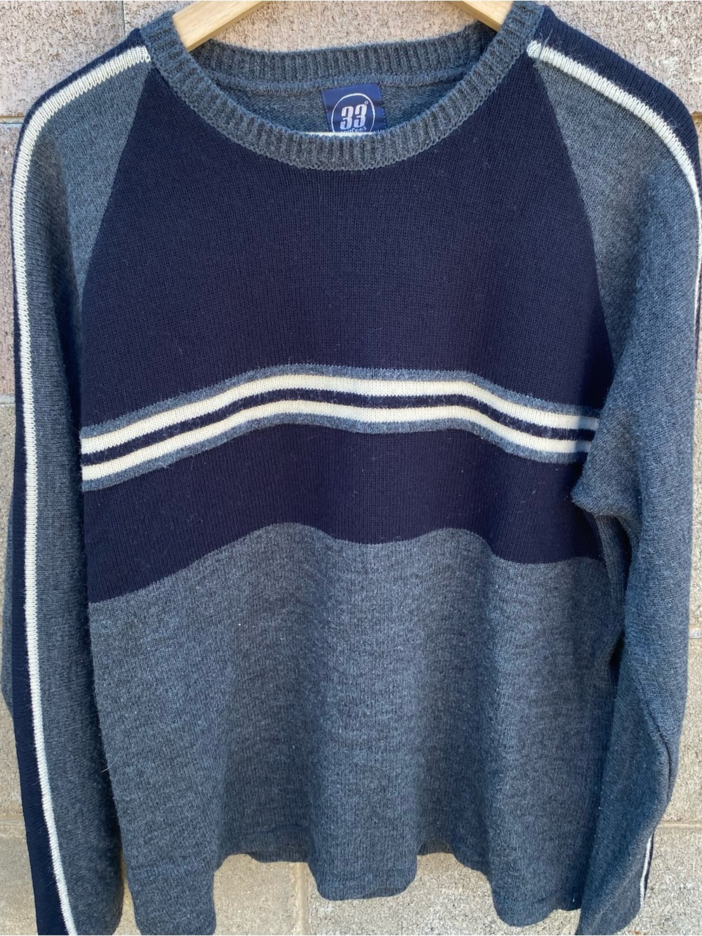 Vintage 33 Degrees Sweater striped XL Hipster Y2K 80s 90s Punk Grunge Skater